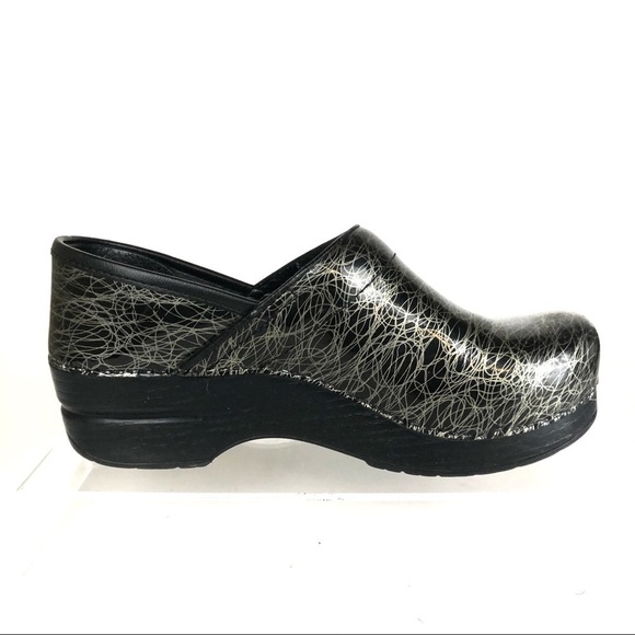Dansko Nurses Clogs Black and Silver Scribbles Sz 37/7 - Picture 6 of 9